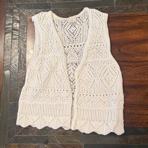 a new day White Crochet Knit Vest
